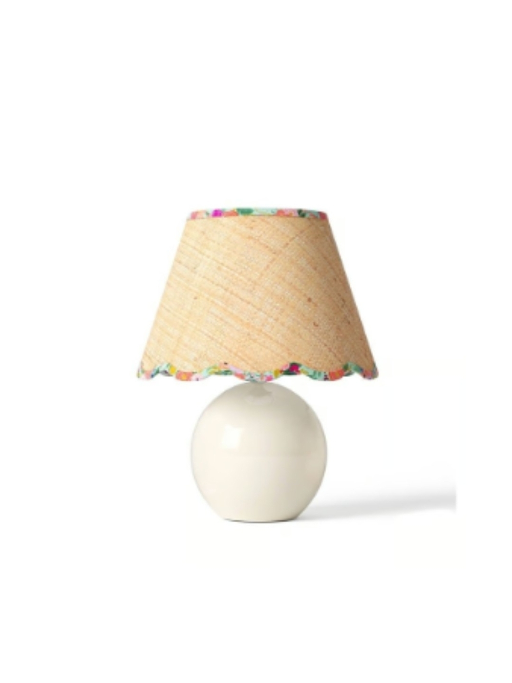 Ceramic Table Lamp with Natural Straw Shade - Cream